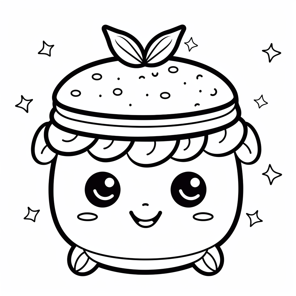 Cute Hamburger Icon on White Background