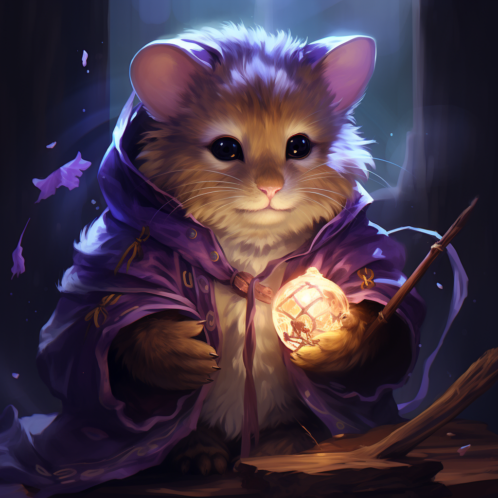 Cute hamster necromancer with tiger stripes