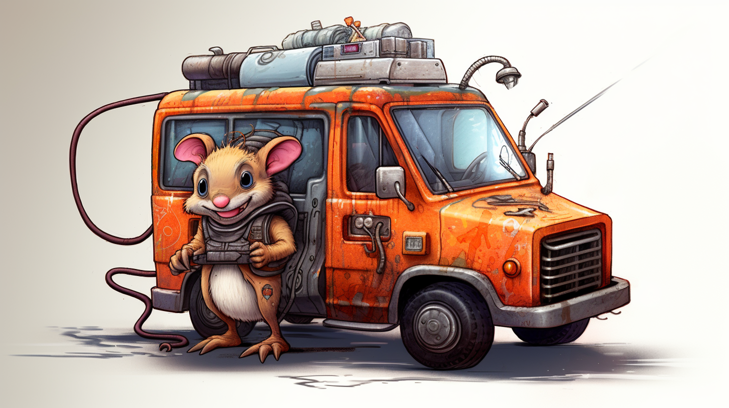 Cute hand-drawn exterminator van sketch