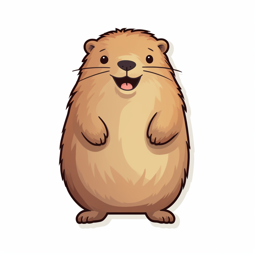 Hand drawn cute happy capibara sticker