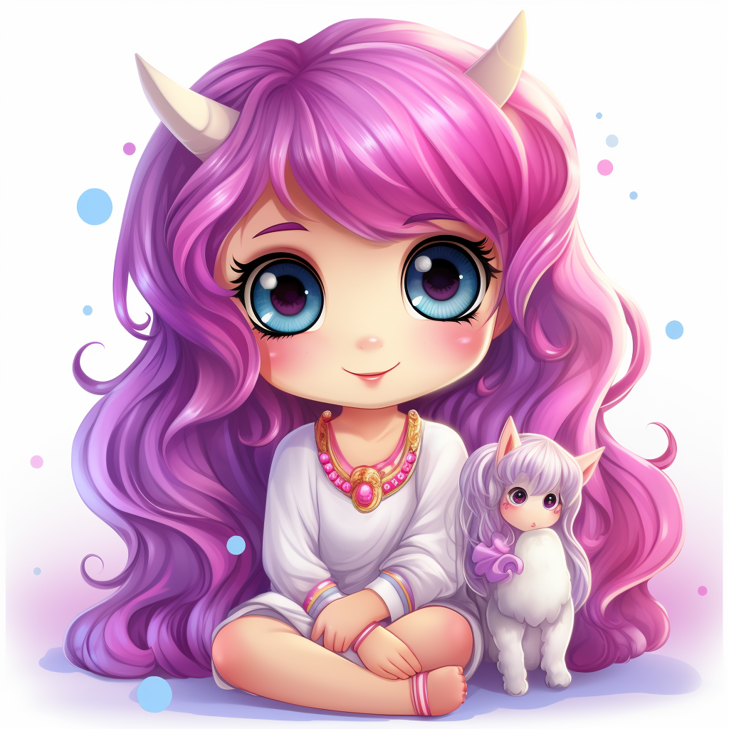 Adorable happy chibi unicorn