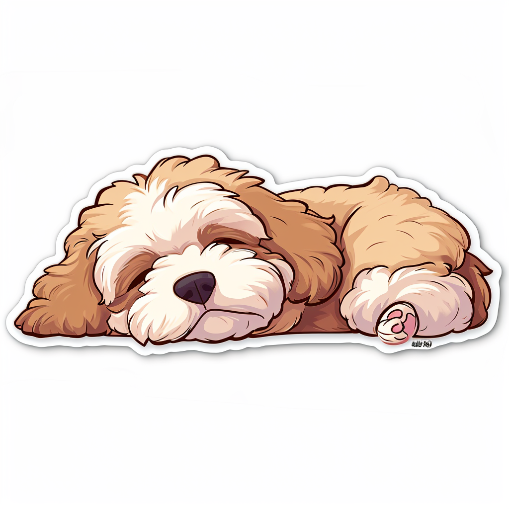 Cute Havapoo Sleep Sticker on White Background