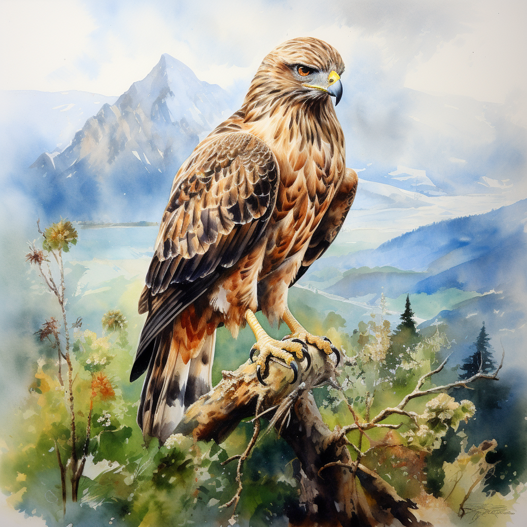 Stunning Watercolor Painting of a Cute Hawk