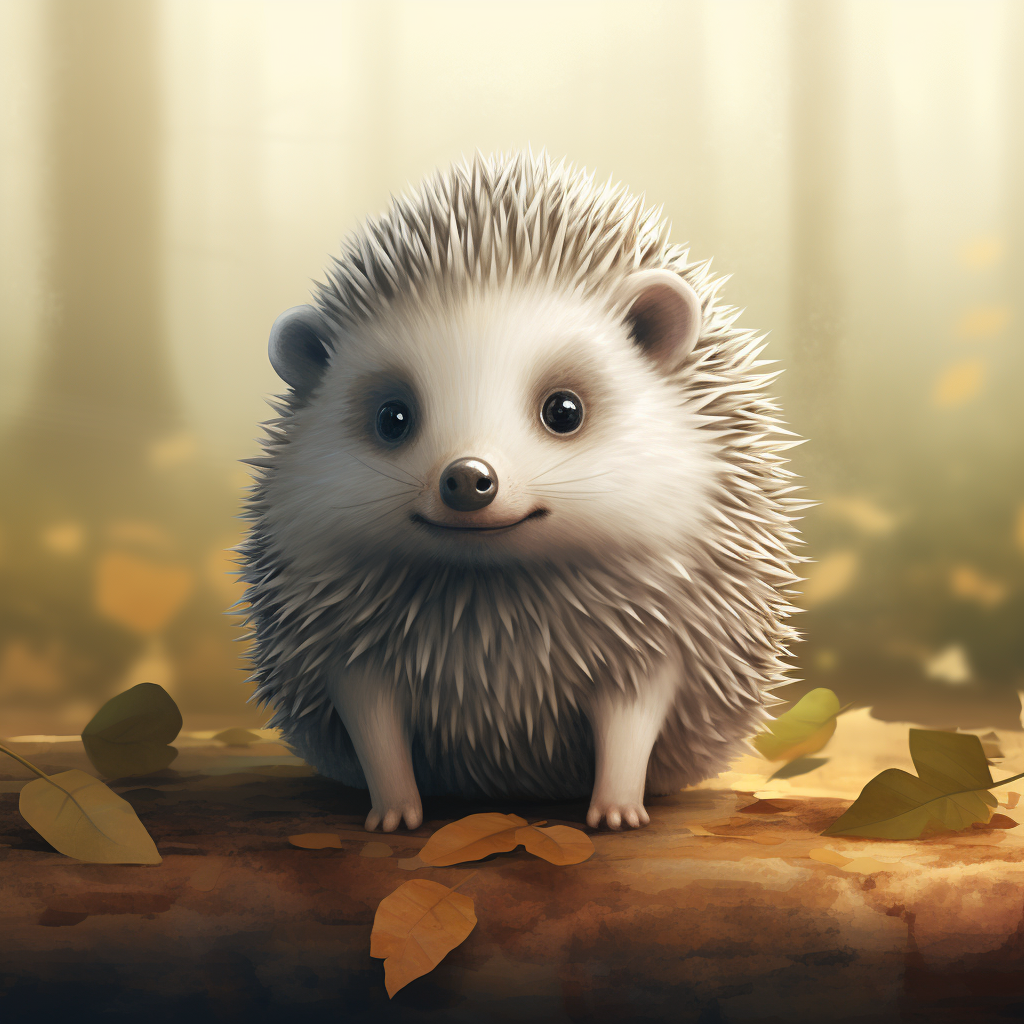 Cute grey hedgehog in children's book illustration