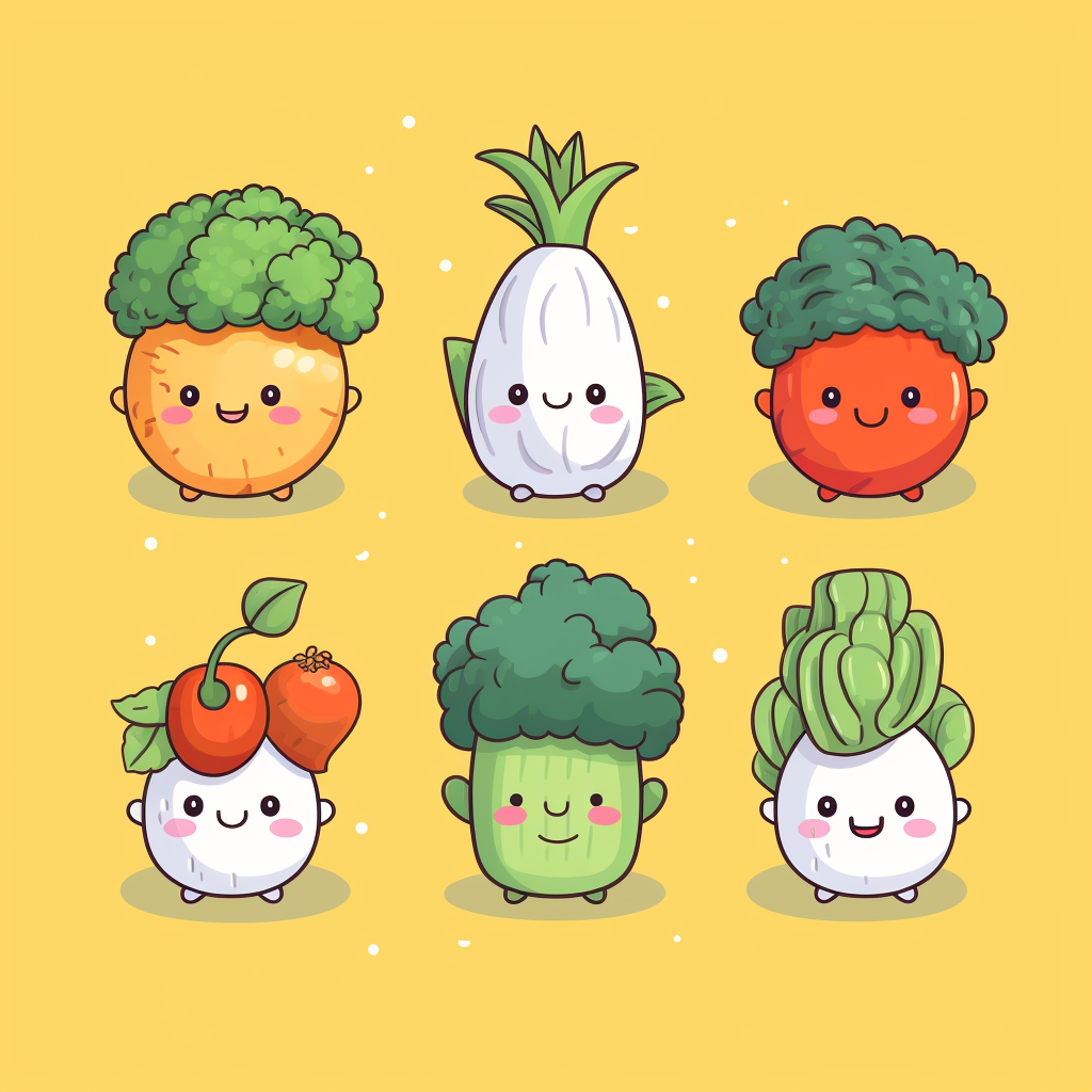 Cute hipster veggies on table