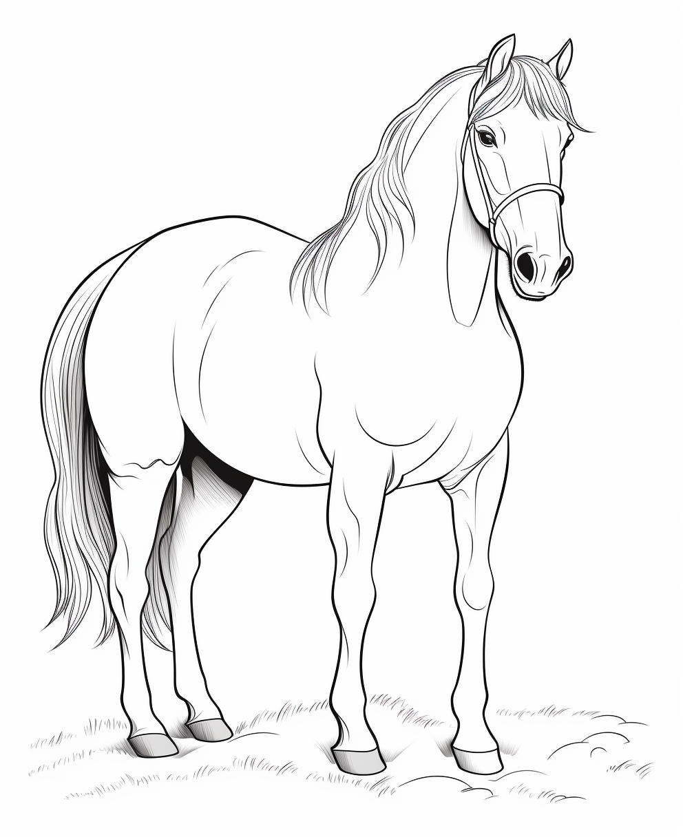 Cartoon Style Cute Horse Coloring Page