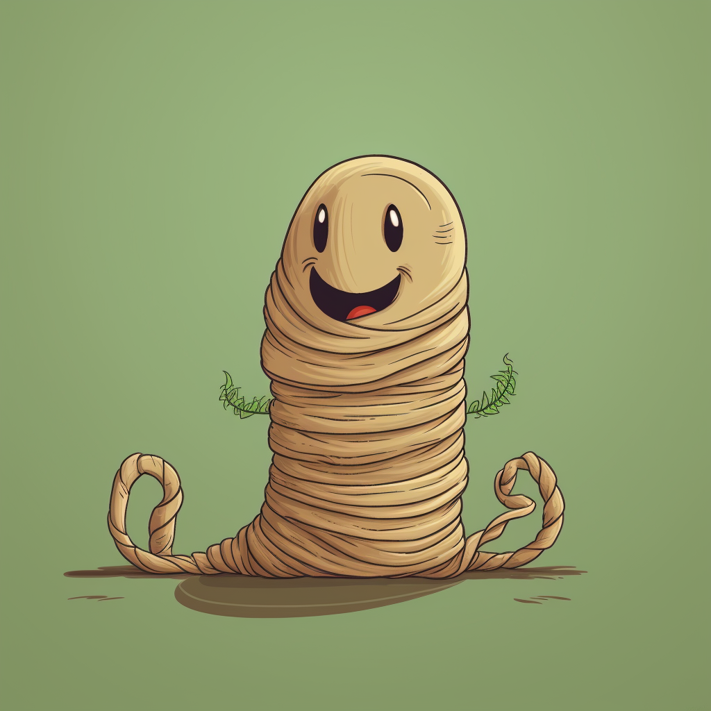 Cute inchworm made of twine