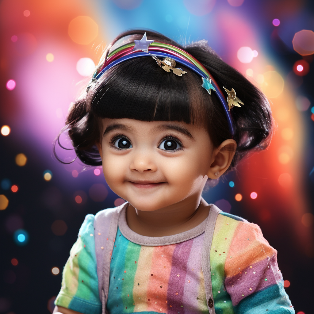 1-year-old Indian baby girl with hazel eyes