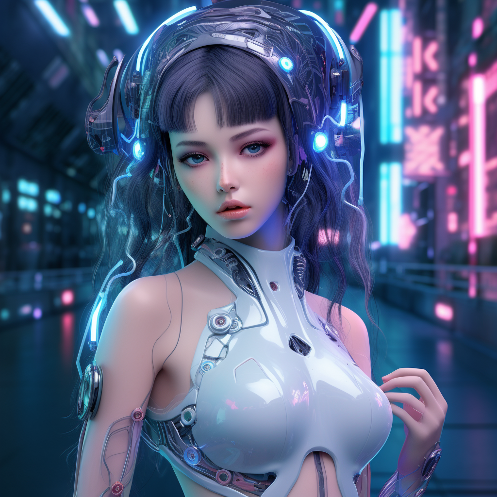 Cute Japanese Cyborg Princess in Cyber Club