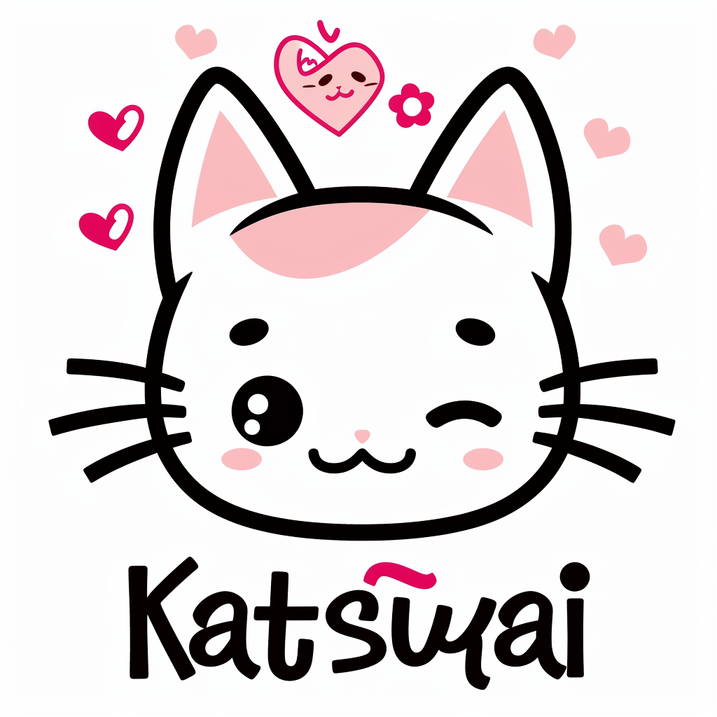 Cute Katsuai Heart Logo Design