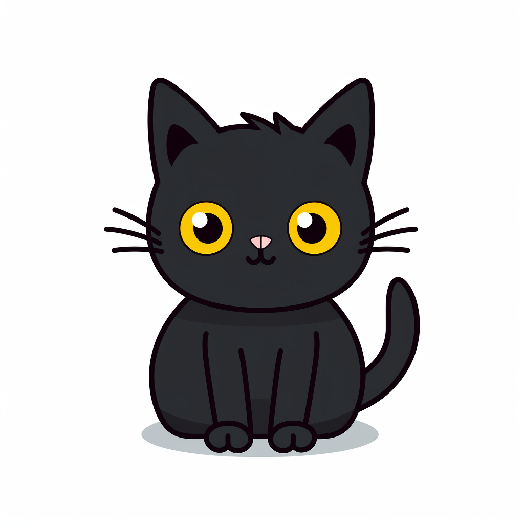 Cute cartoon black cat on white background