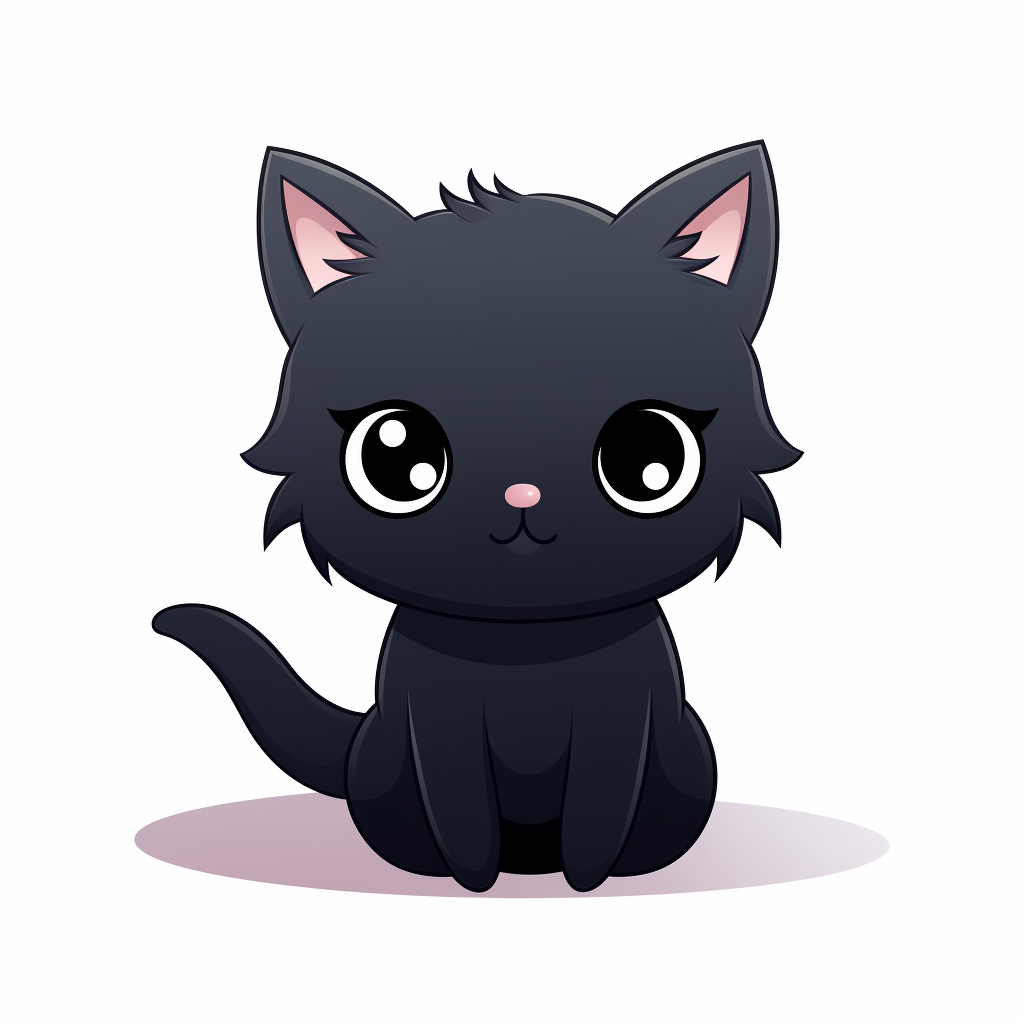 Cute black cat cartoon character