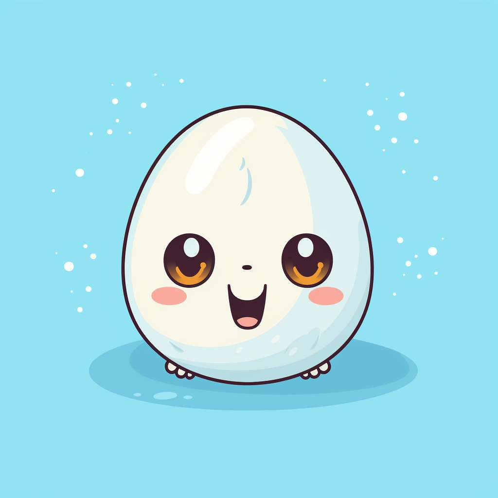 Cute hard boiled egg cartoon on blue background