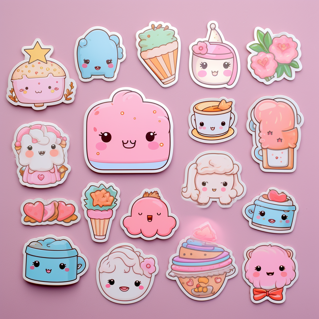 Adorable kawaii sticker set