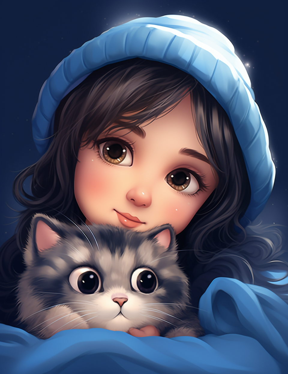 Illustration of Cute Kid and Pets