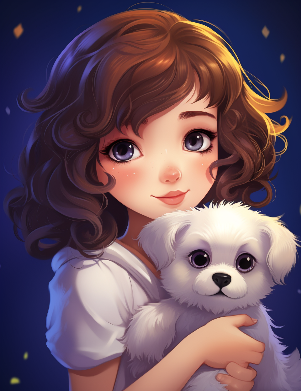 Cute kid with pet dog portrait