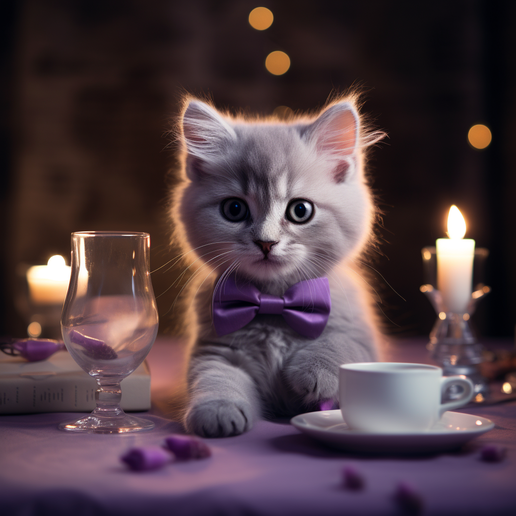 Cute Kitten with Bowtie and Glasses