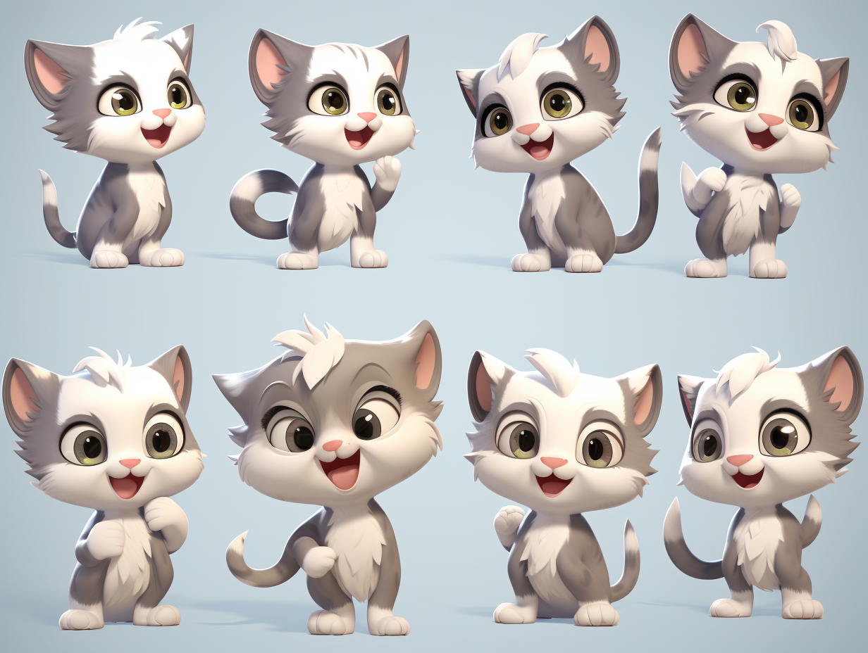 Cute Kitten Character Reference Sheet