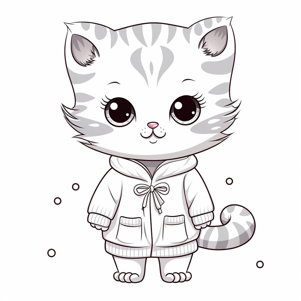 Cute kitten in pajamas black white