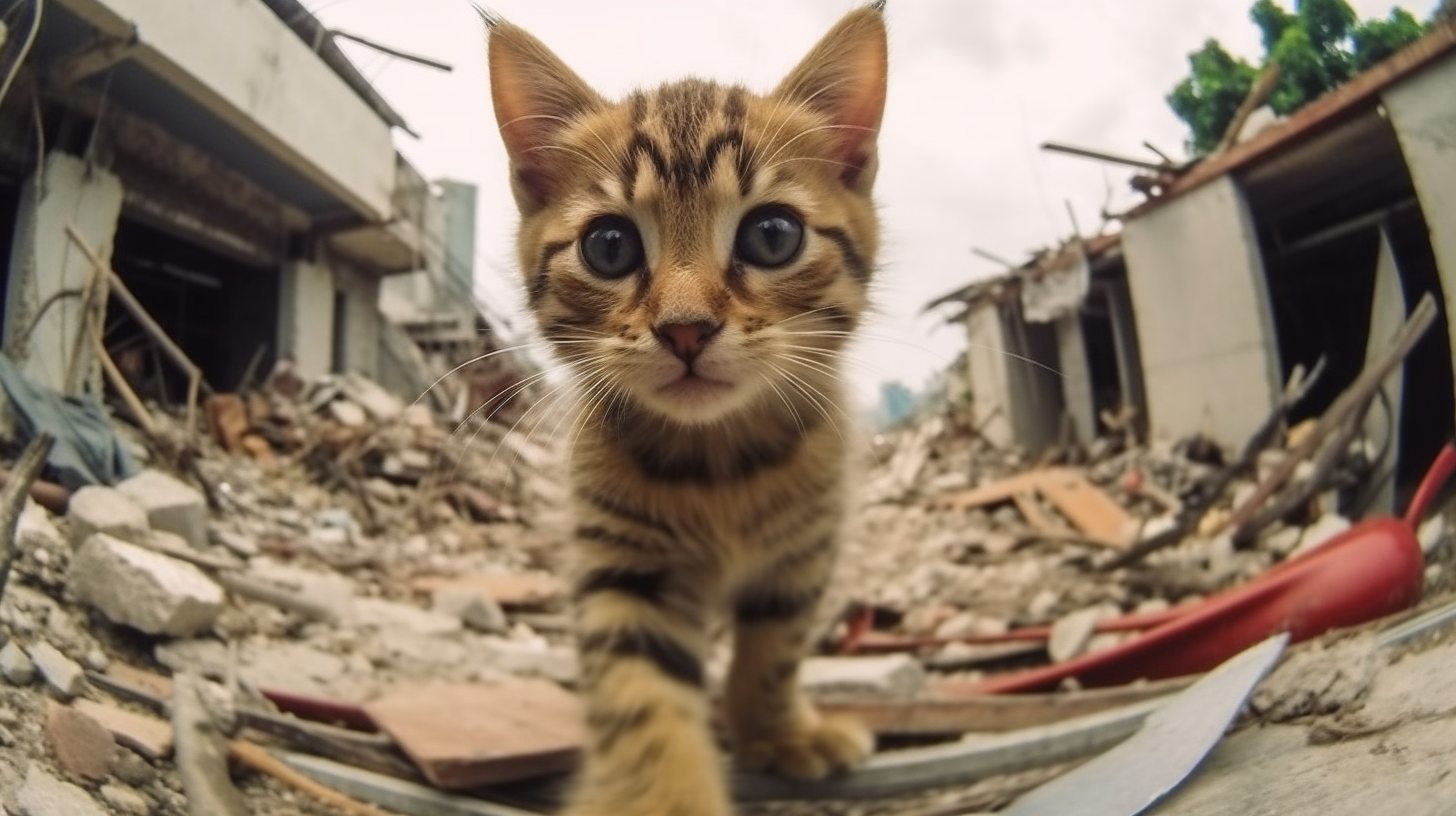 SOF rescuing adorable kitten in Singapore's ruined streets