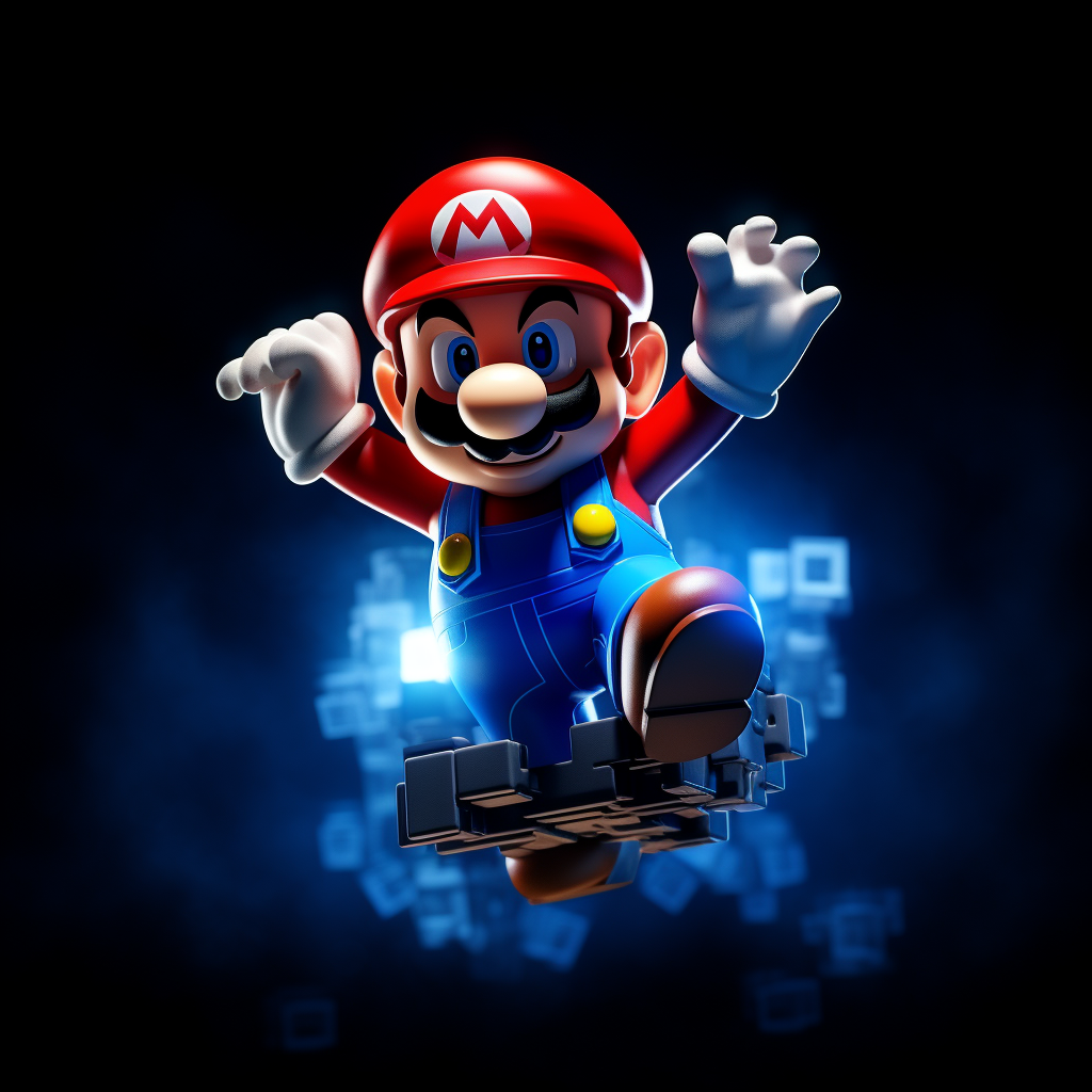 Cute Lego Super Mario Jumping with Blue Cap and Blue Shirt