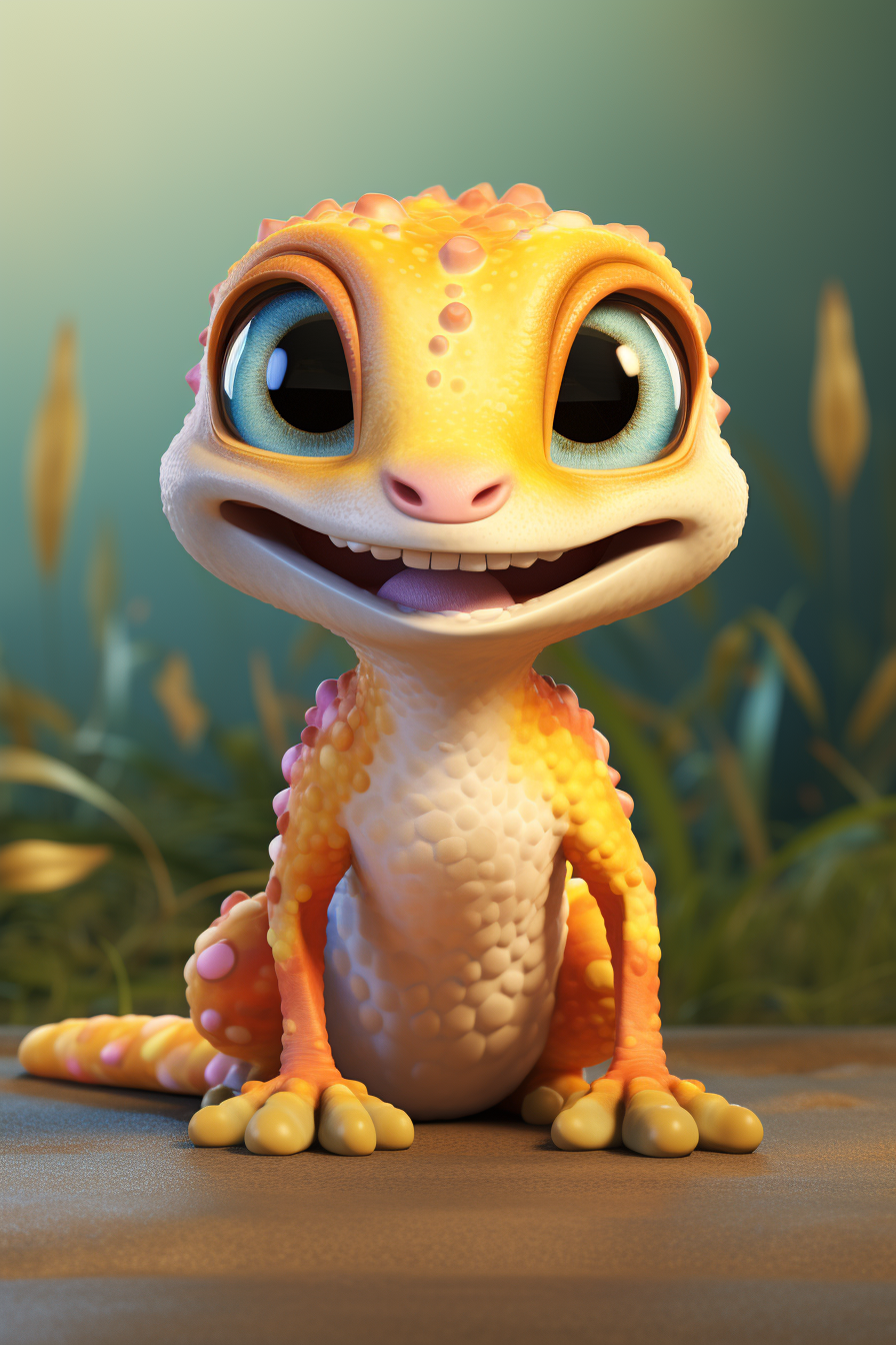 Super Cute Leopard Gecko Cartoon Rendition