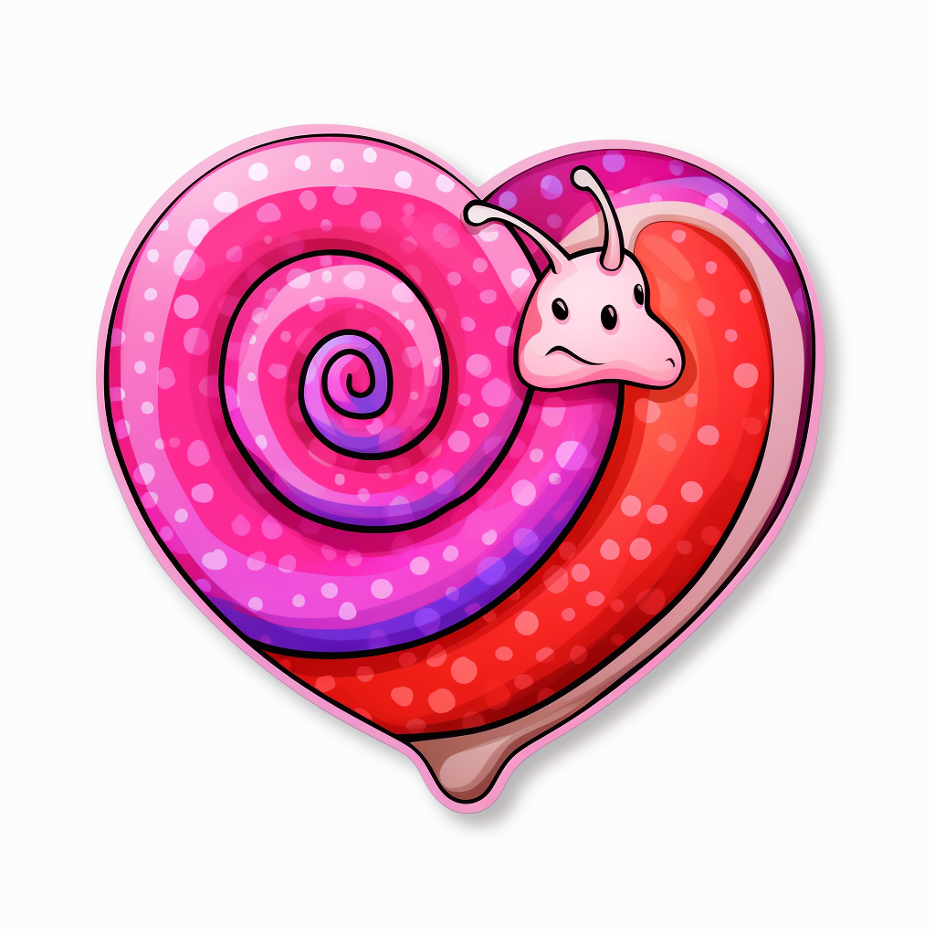 Cute red and pink valentine snail sticker