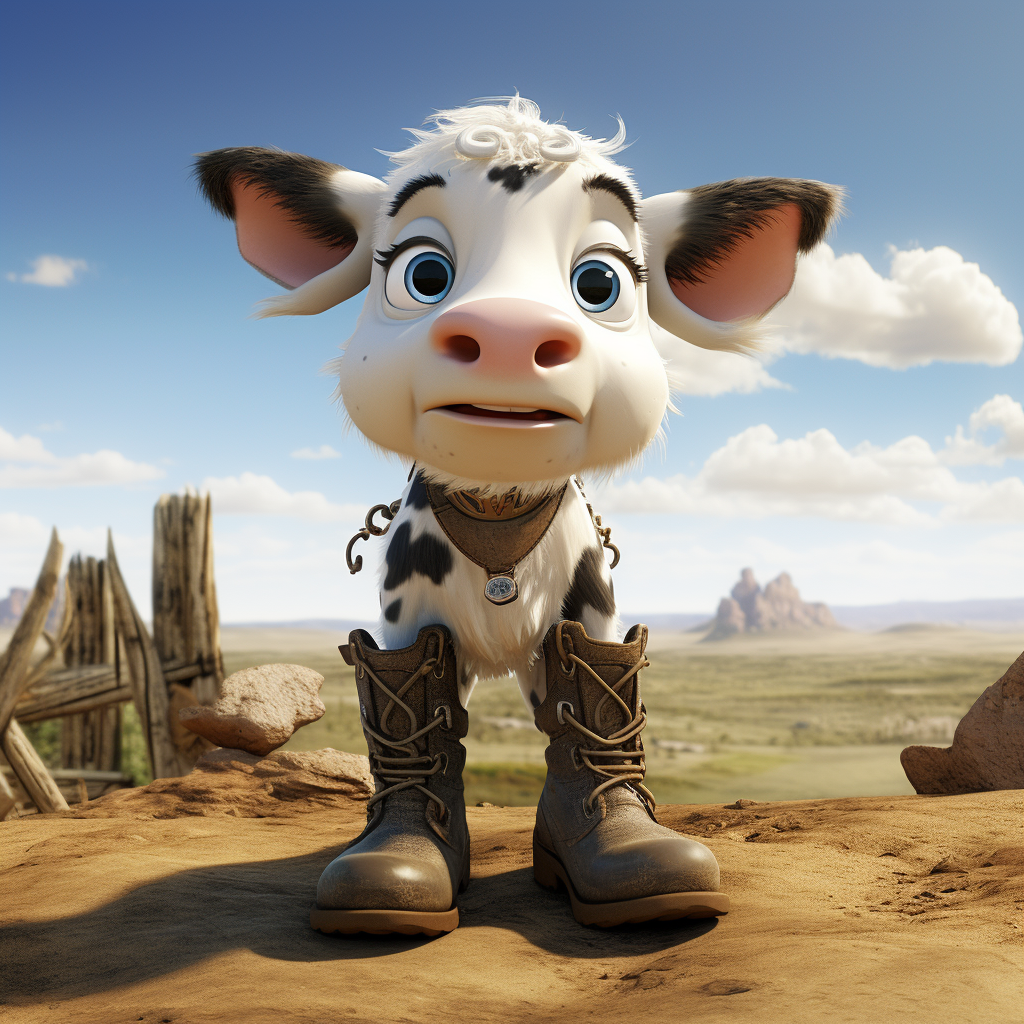 Cute cow character standing on its feet