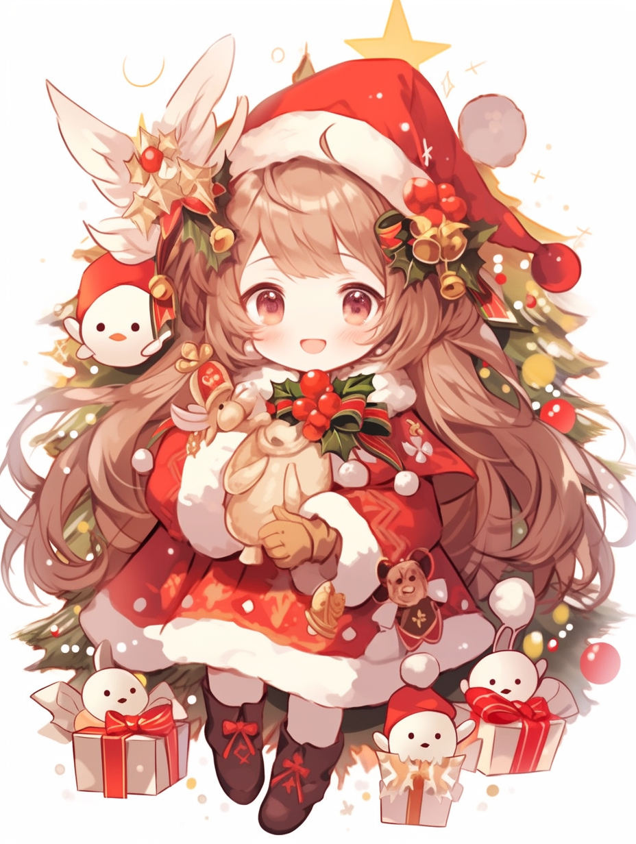 Cute little girl wearing Christmas costumes