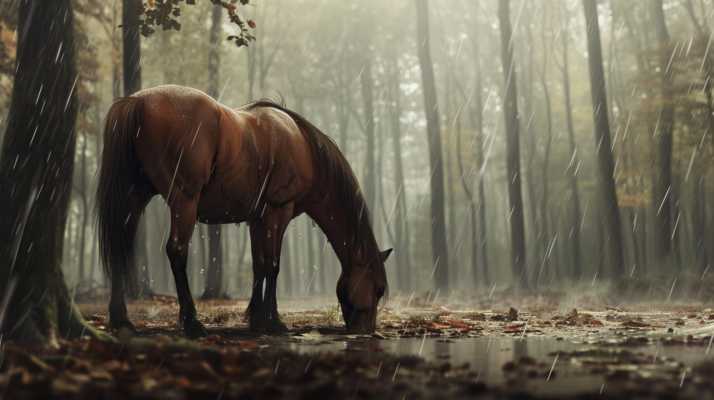 Cute little horse in the forest