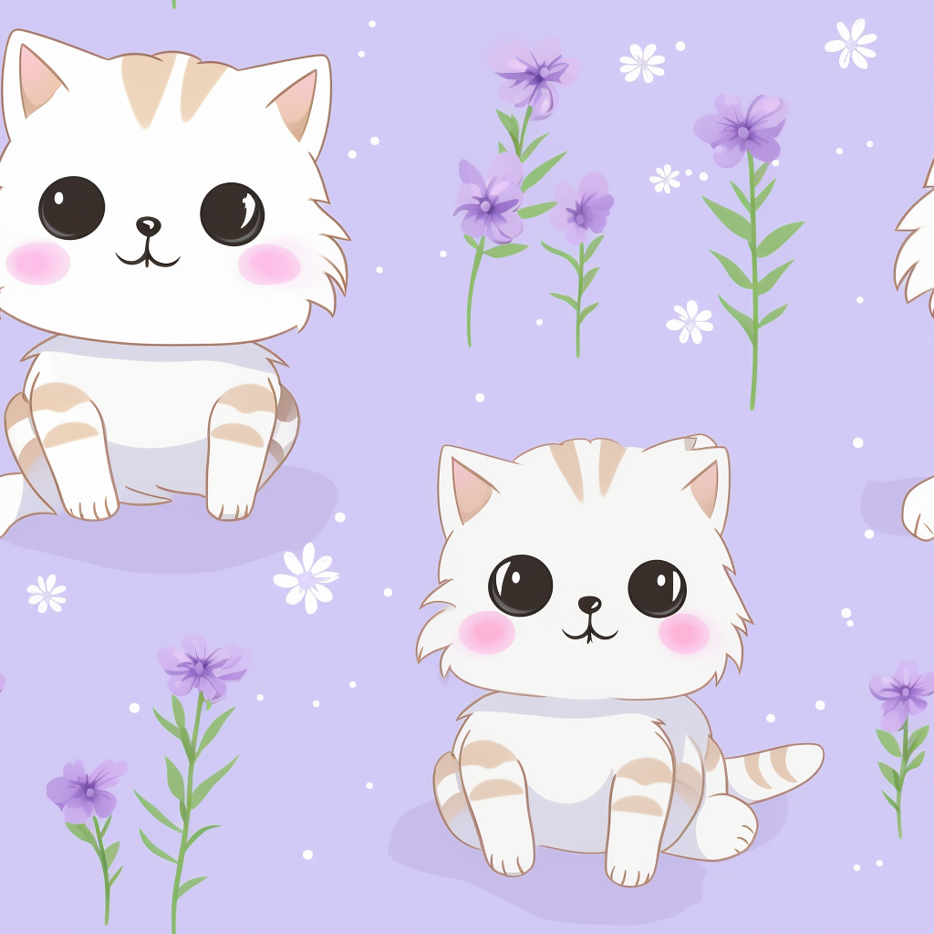 Cute Little Kitty on Lilac Background