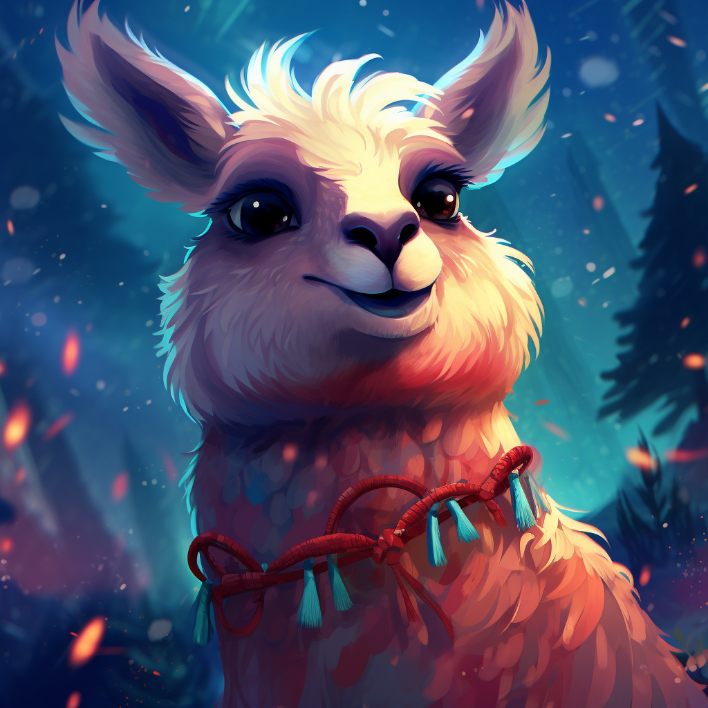 Cute llama celebrating New Year's Eve 2024