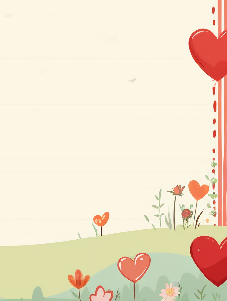 Cute love diary with red hearts