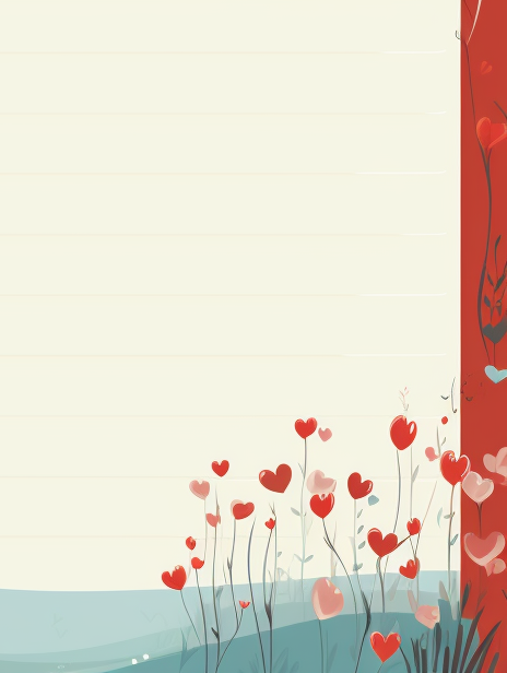 Lovely cartoonish love diary with red hearts