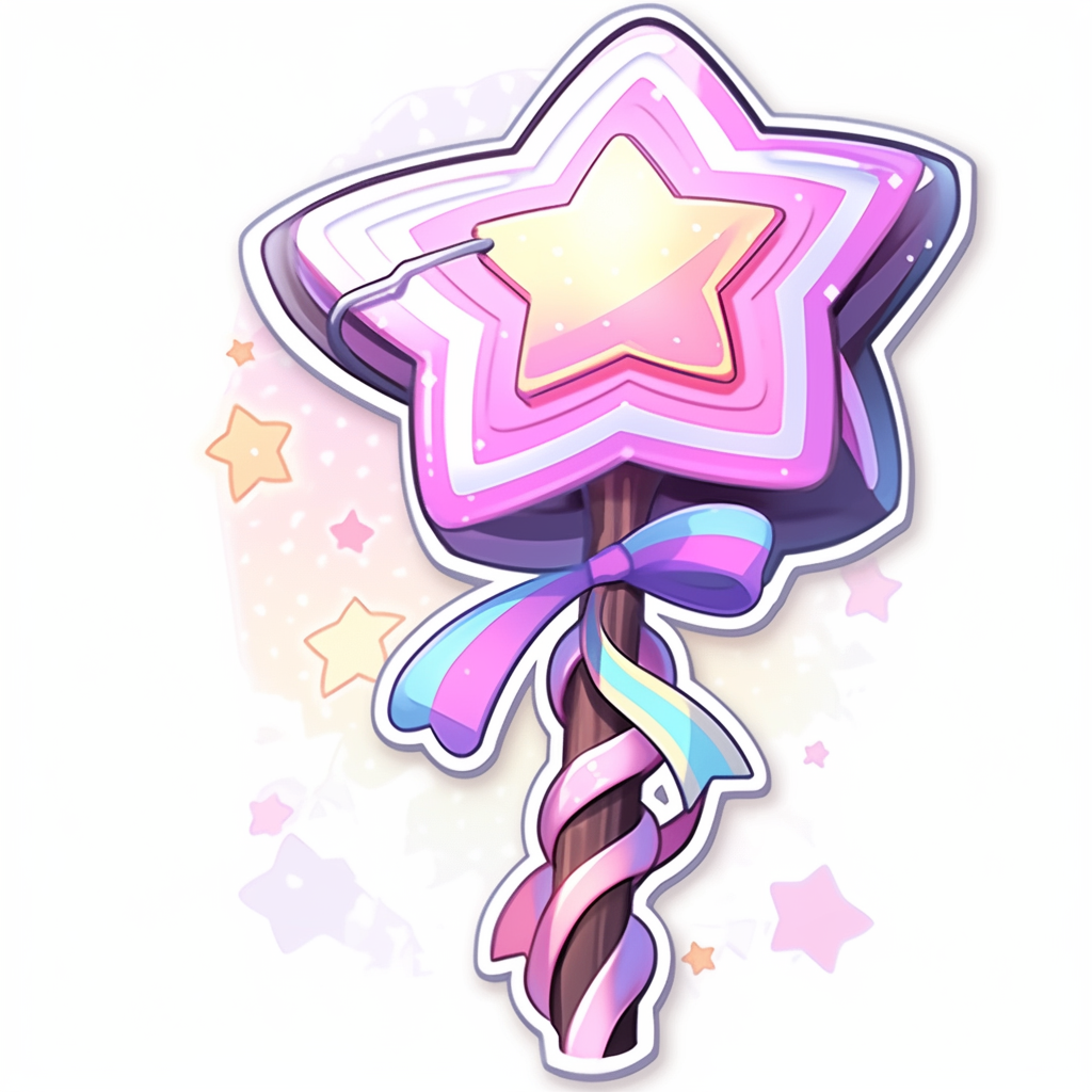 Cute magic wand icon sticker