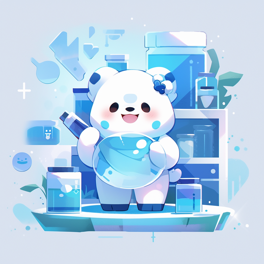 Cute mascot with blue and white colors