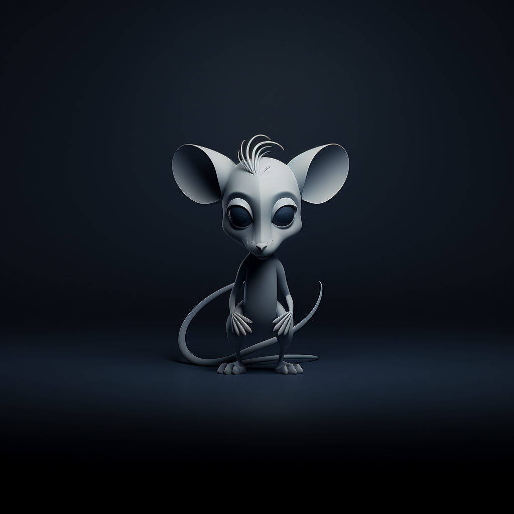 Adorable minimalist mouse in conceptual style