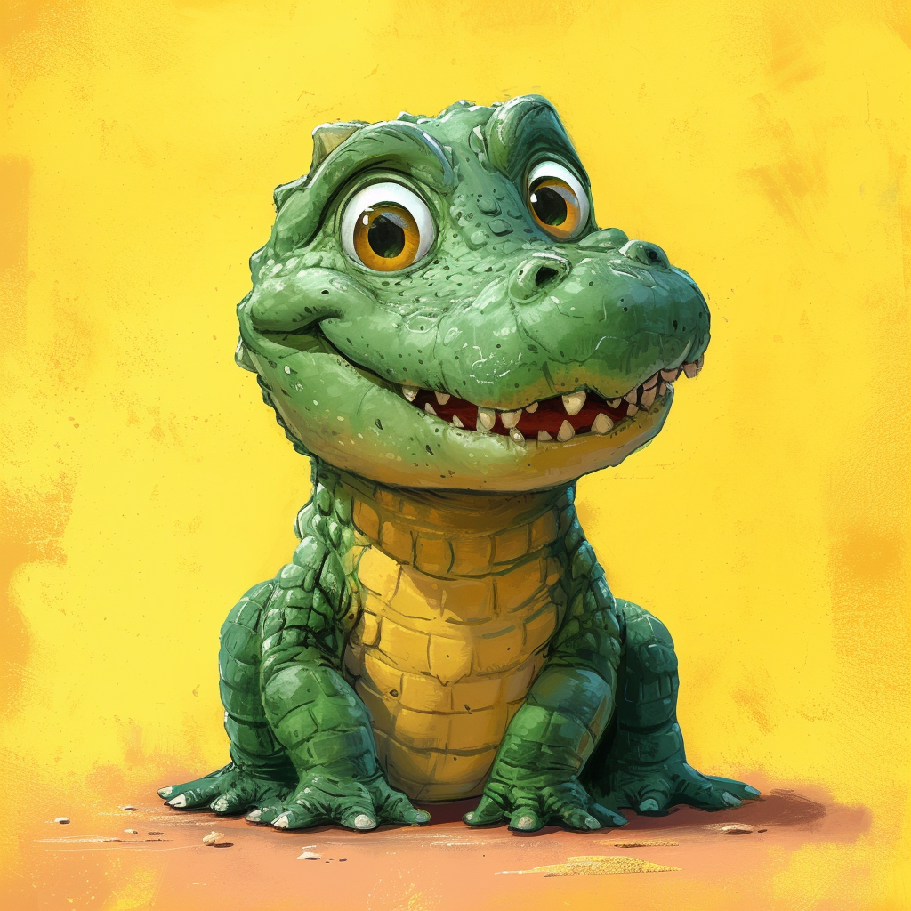 Cute Modern Crocodile Cartoon Sketch