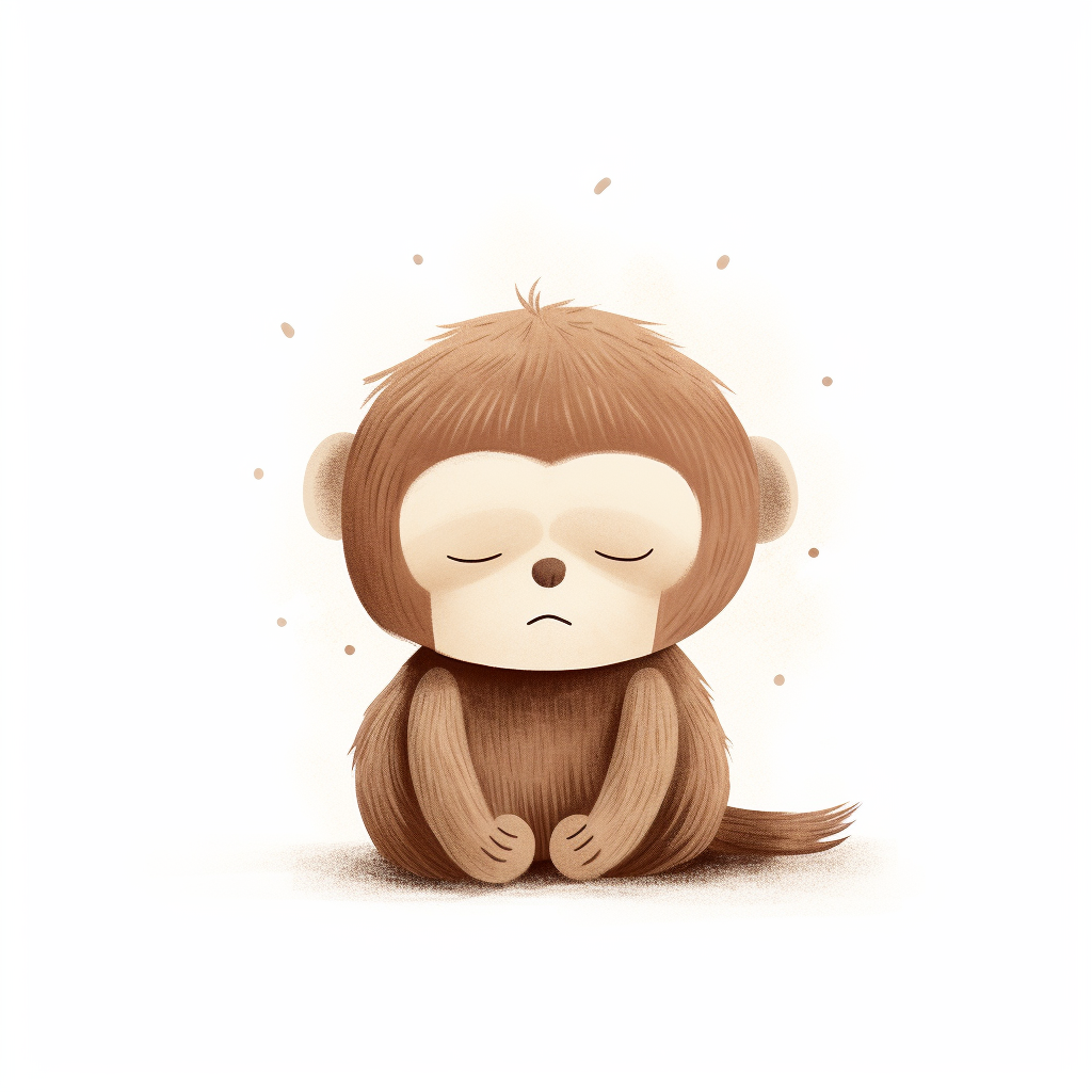 Cute monkey clipart with closed eyes