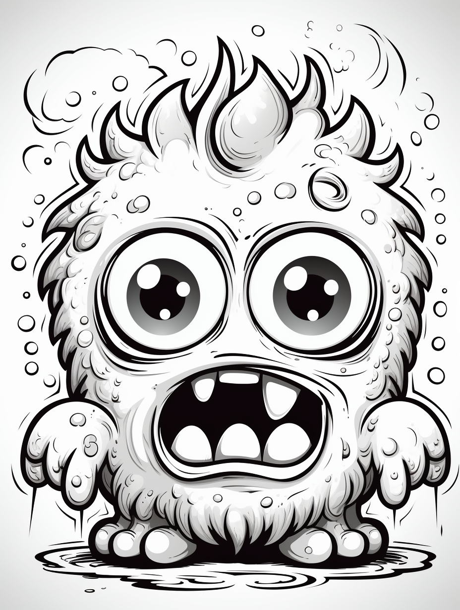 Little cute and creepy monsters for coloring pages