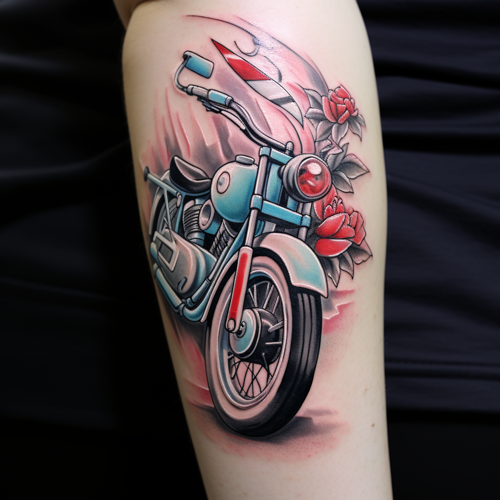 Colorful Motorcycle Tattoo Design