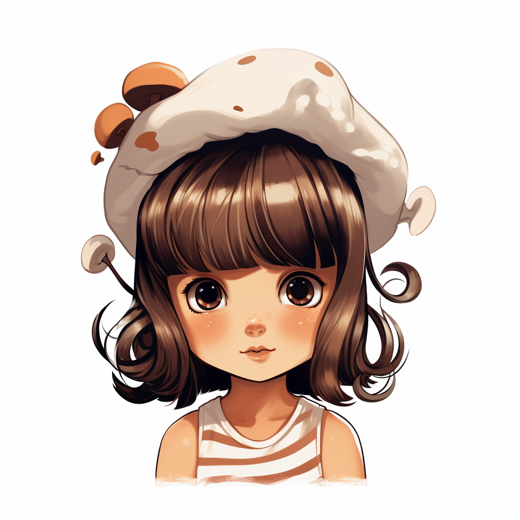 Cute mushroom girl with quarter face