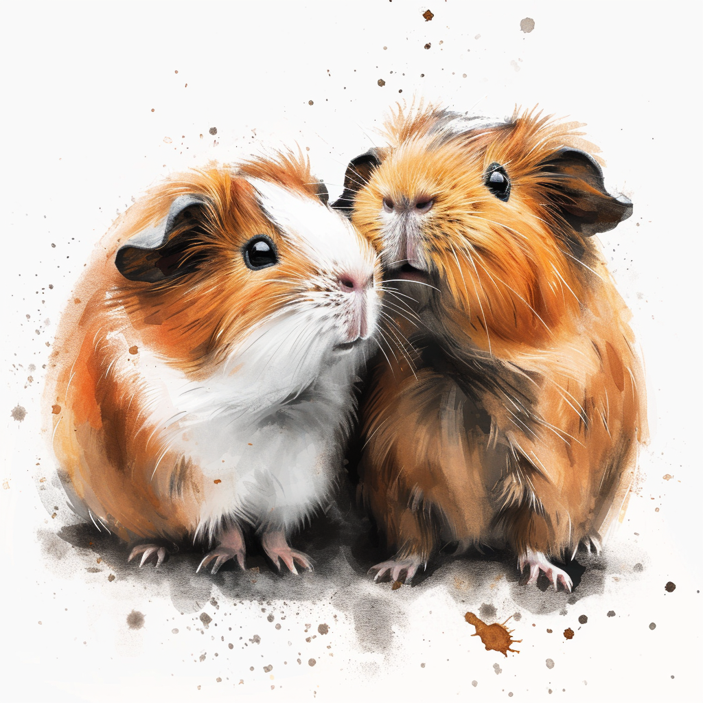 Cute Guinea Pigs Looking Upwards