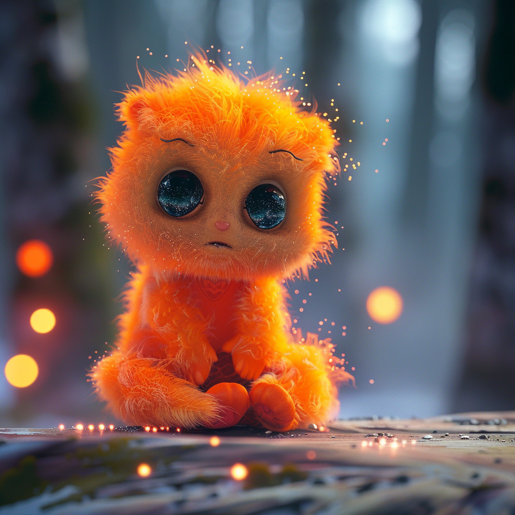 Orange creature spreading love vibes