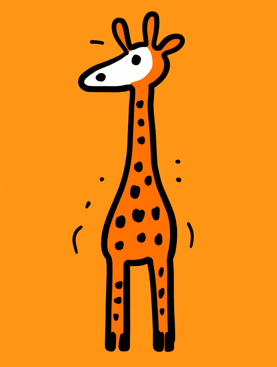 Cute orange giraffe doodles in Keith Haring style