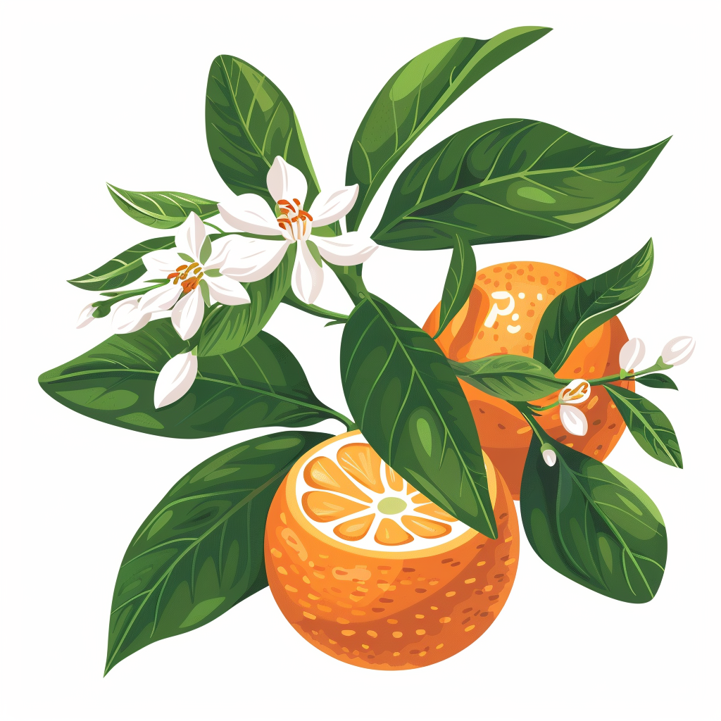 cute orange with flowers illustration