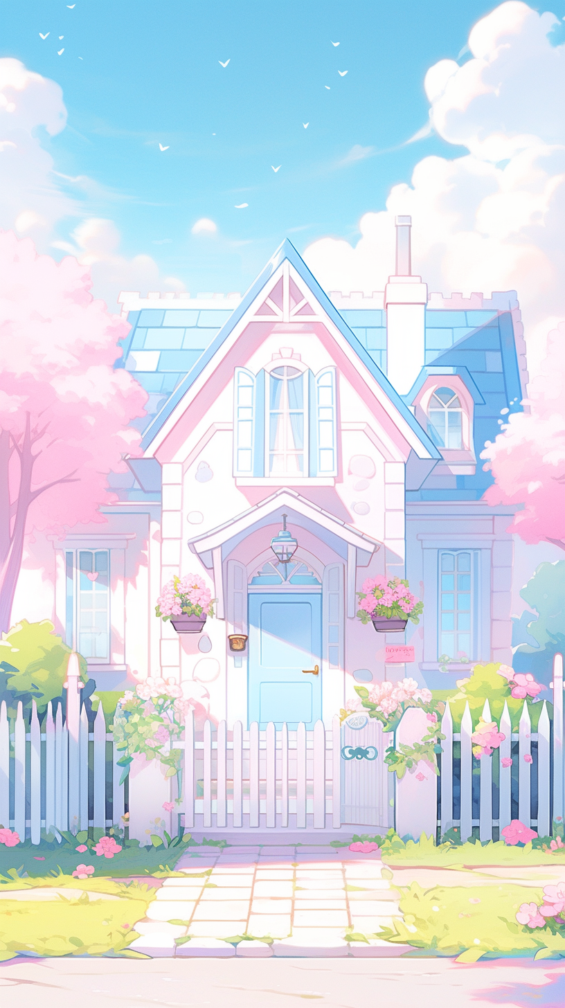 Outdoor house in anime aesthetic