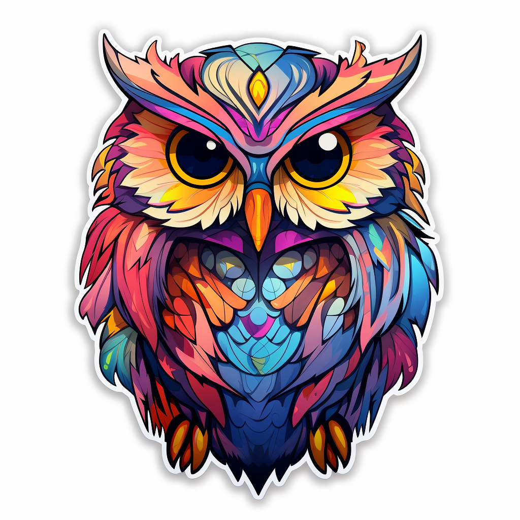 Adorable owl sticker on white background