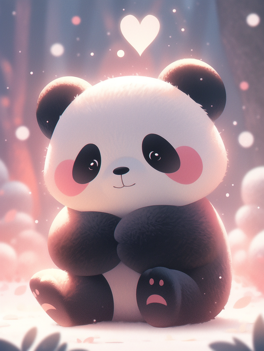 Cute panda looking at camera naturally