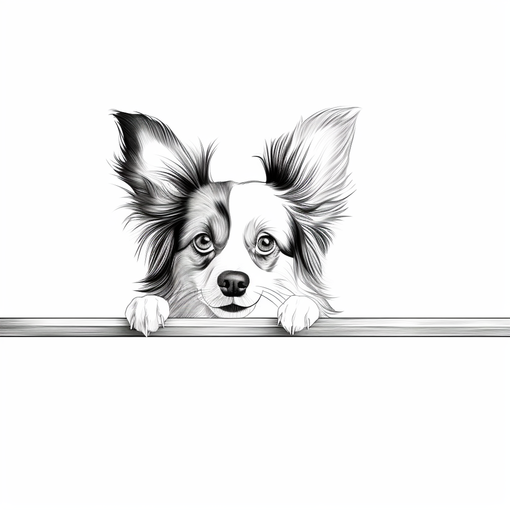 Cute Papillon Dog Peeking Over Table